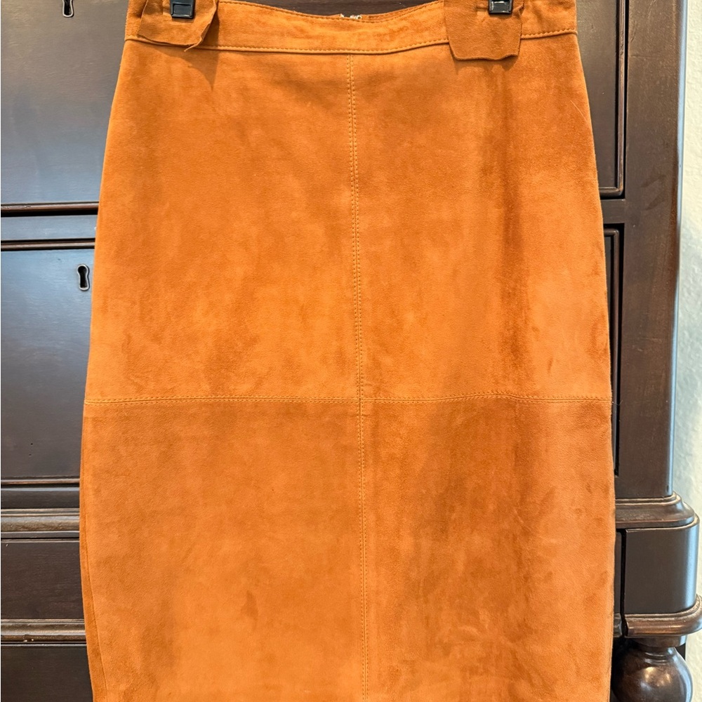 Talbots Rich Brown Suede Pencil Skirt